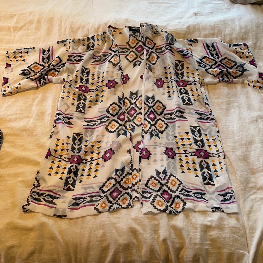 Patterned kimono. Very light material. Fun pattern!